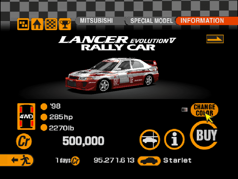 Mitsubishi Lancer Evoluton V Rally Car