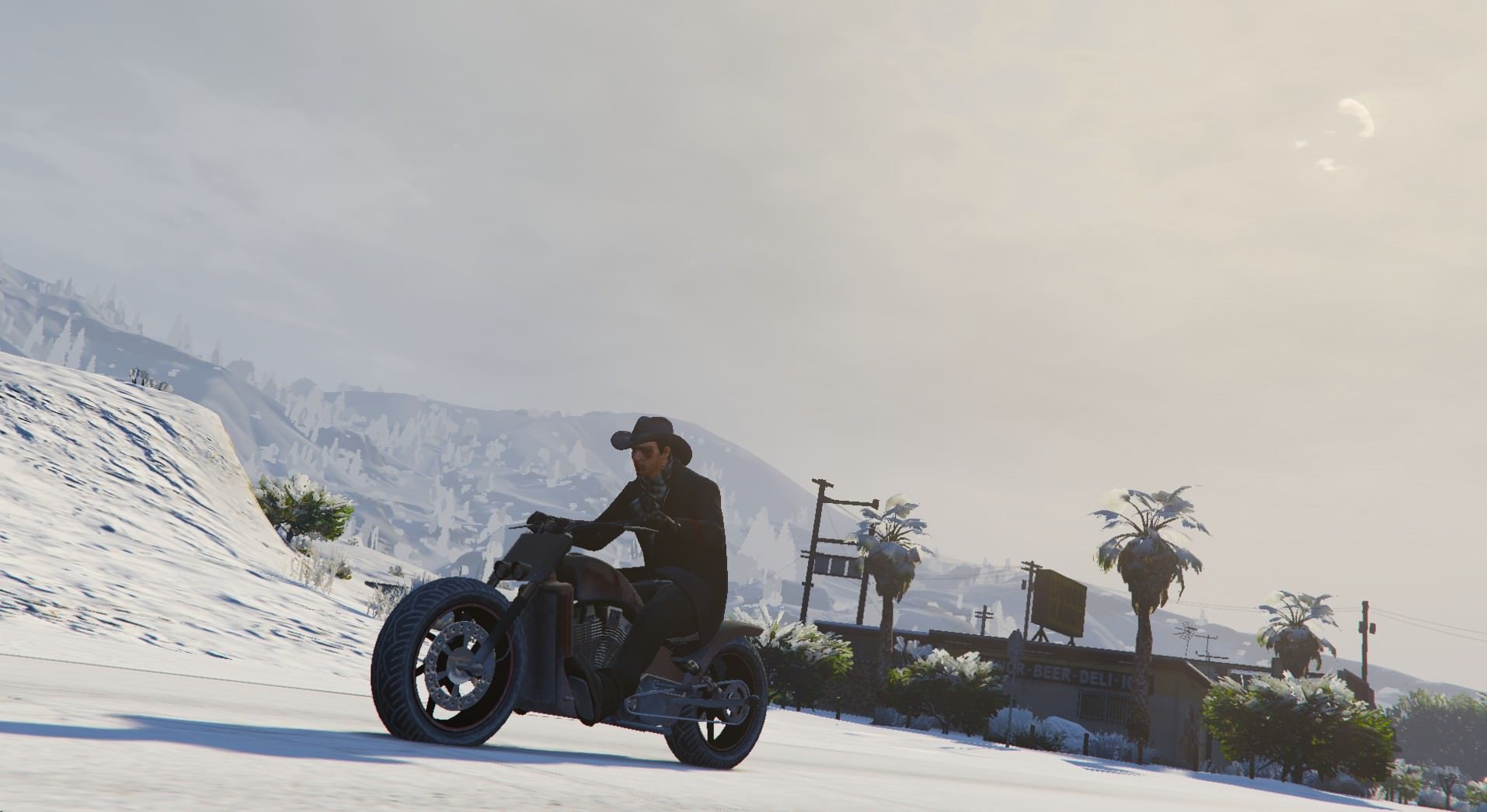 Modder made it snow, and Jake goes riding on his bike 1