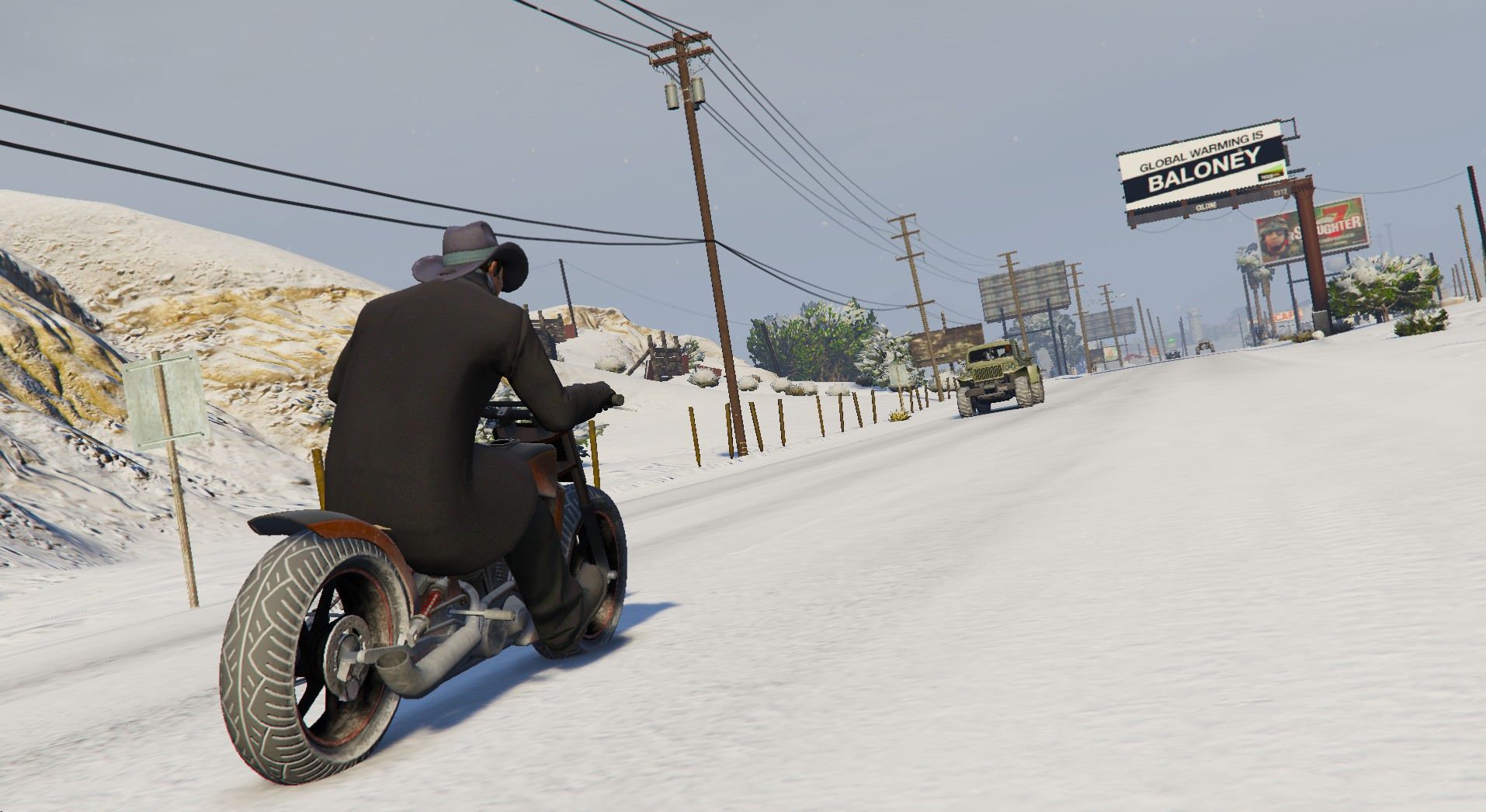 Modder made it snow, and Jake goes riding on his bike 2