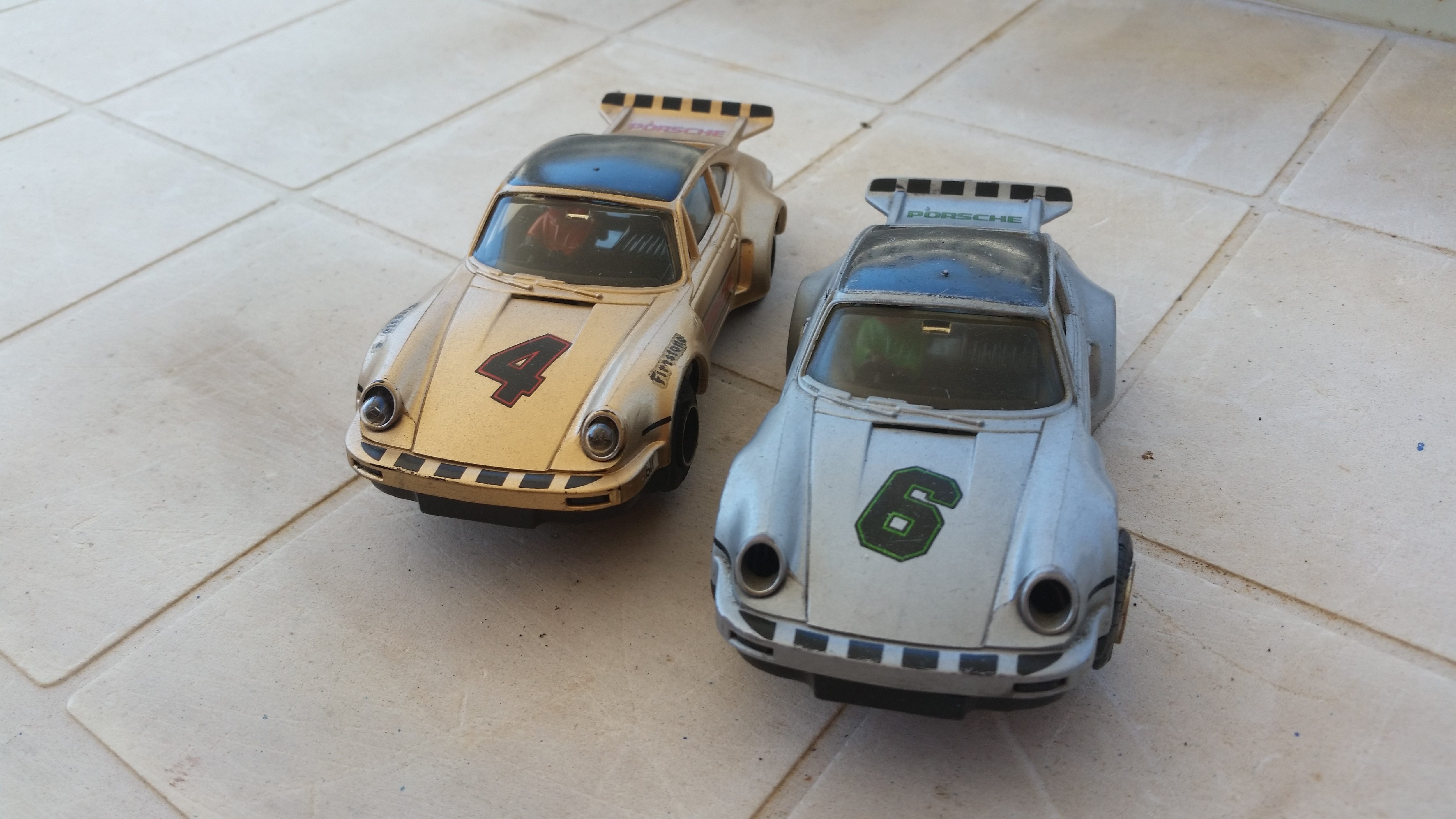 My First Slotcars From When I Was 4 - A Silver & Gold Porcshe