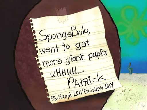 Patrick uses giant paper