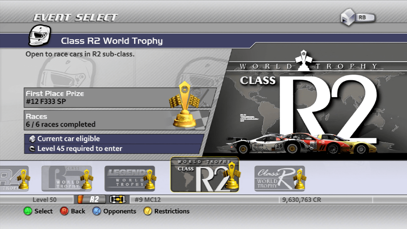 Professional Series - Class R2 World Trophy