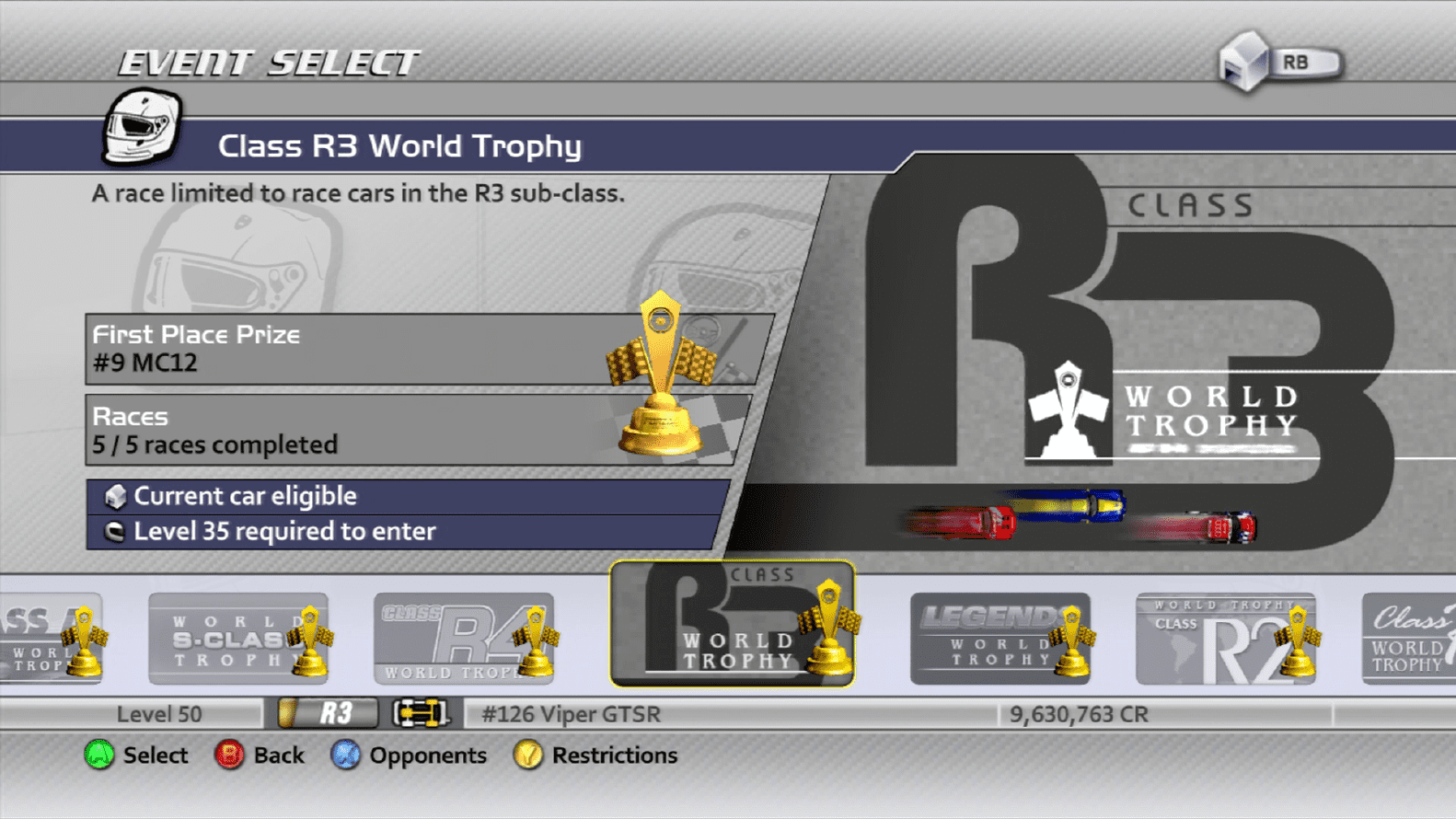 Professional Series - Class R3 World Trophy
