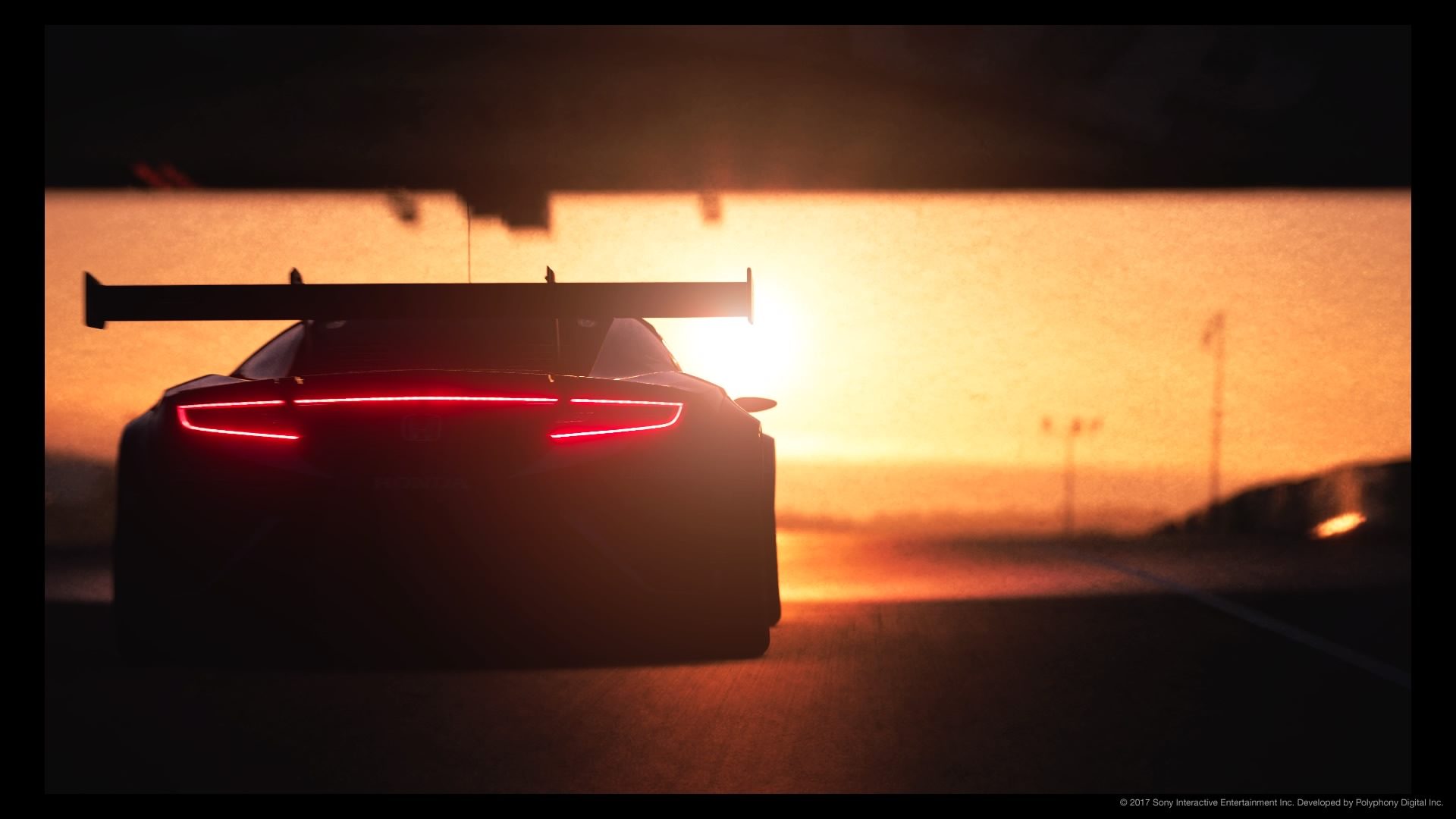 Racing into the setting sun.