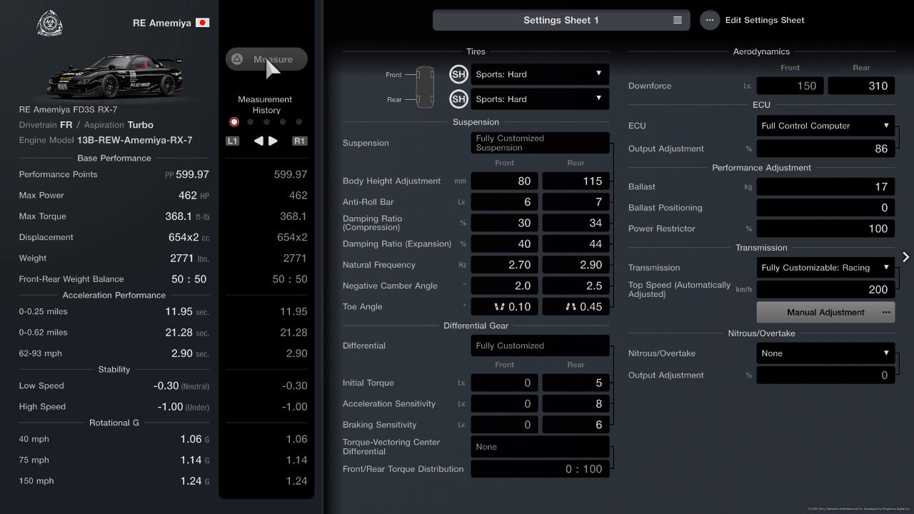 REARX Test Settings