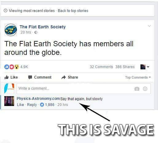 The flat earth society has something to say