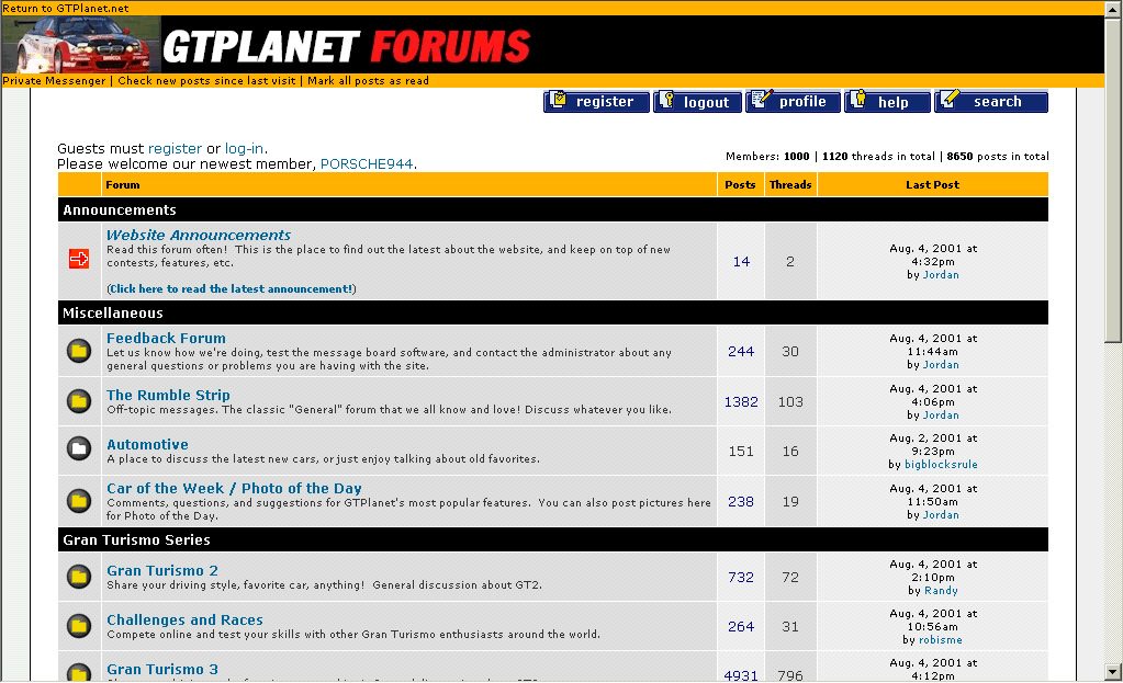 The Original GTPlanet Forums, Aug. 2001