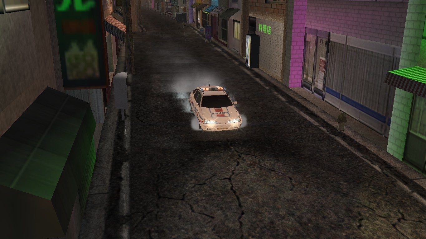 The Parisian cop car in a Tokyo alleyway