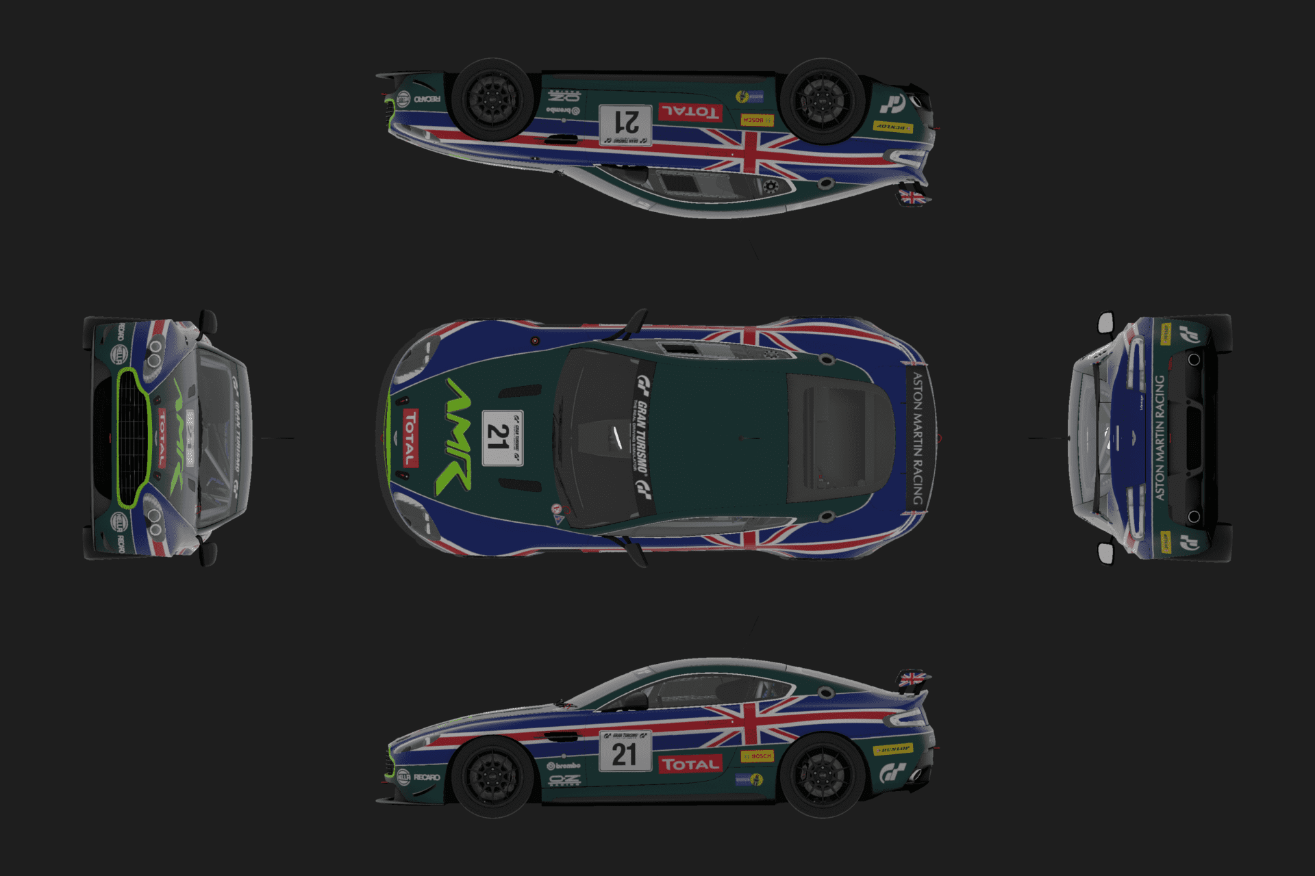 UK Flag Aston Martin Vantage Plan View