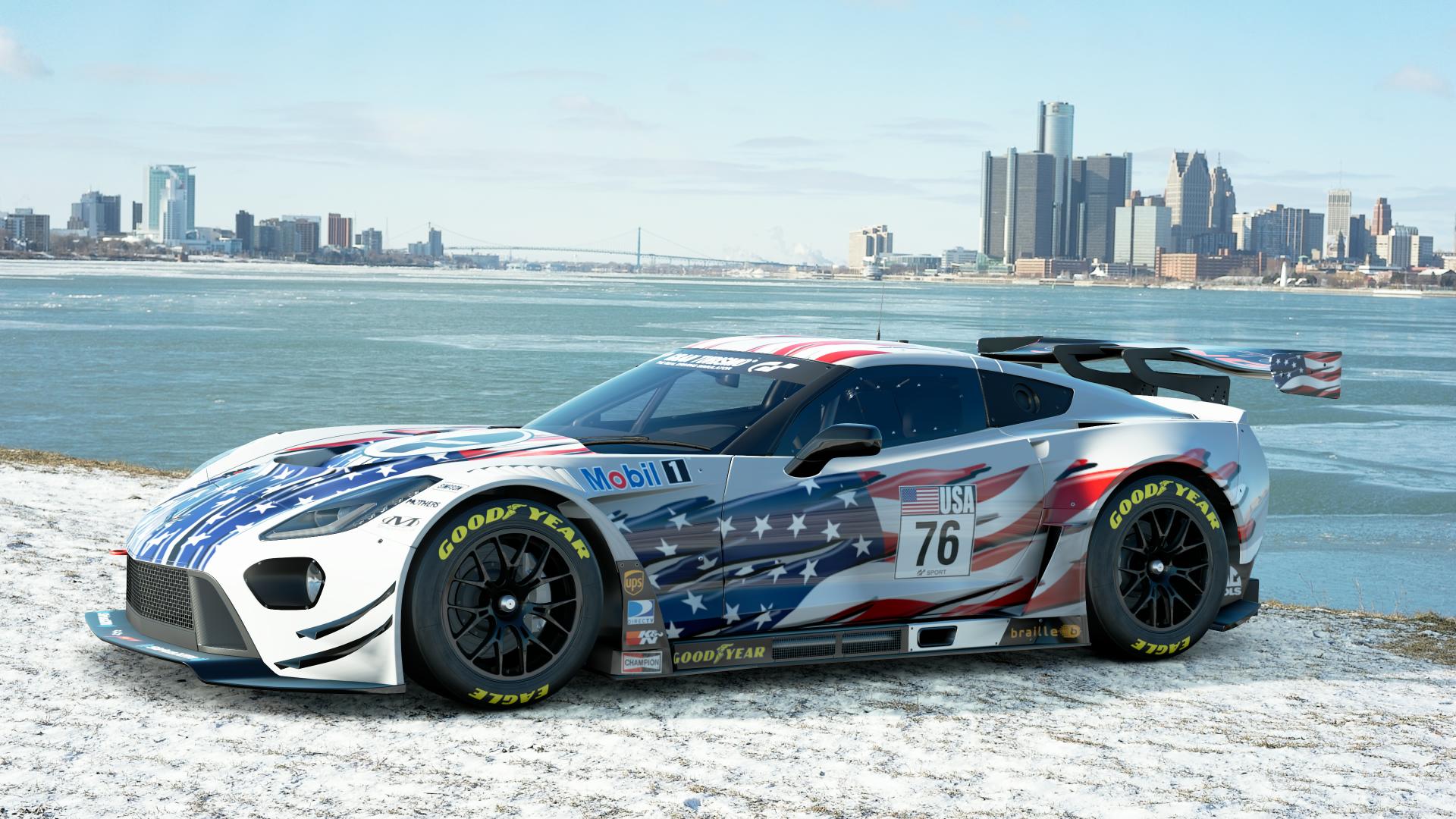 USA Corvette at Belle Isle across the river from GM HQ.