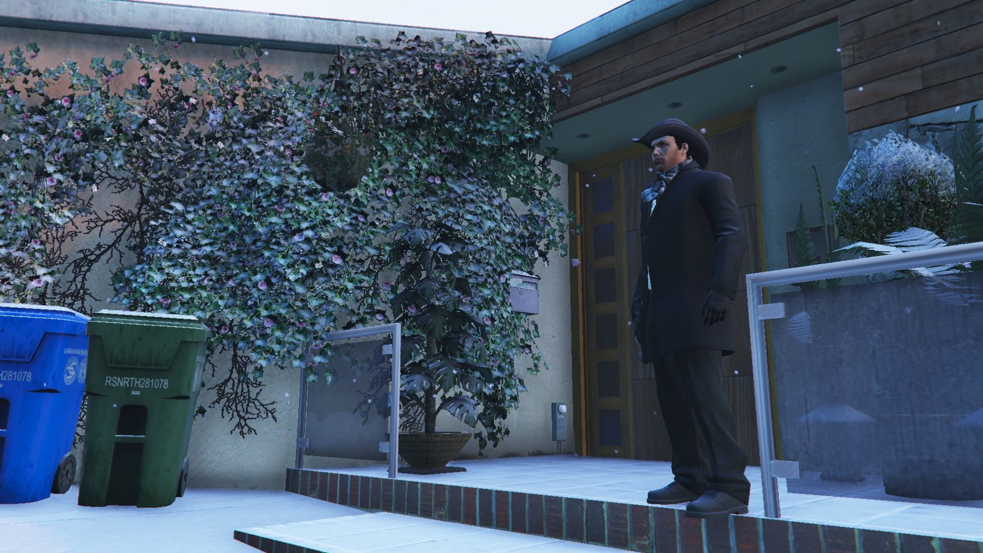 Visiting fellow co-worker Franklin on an icy Los Santos day 1