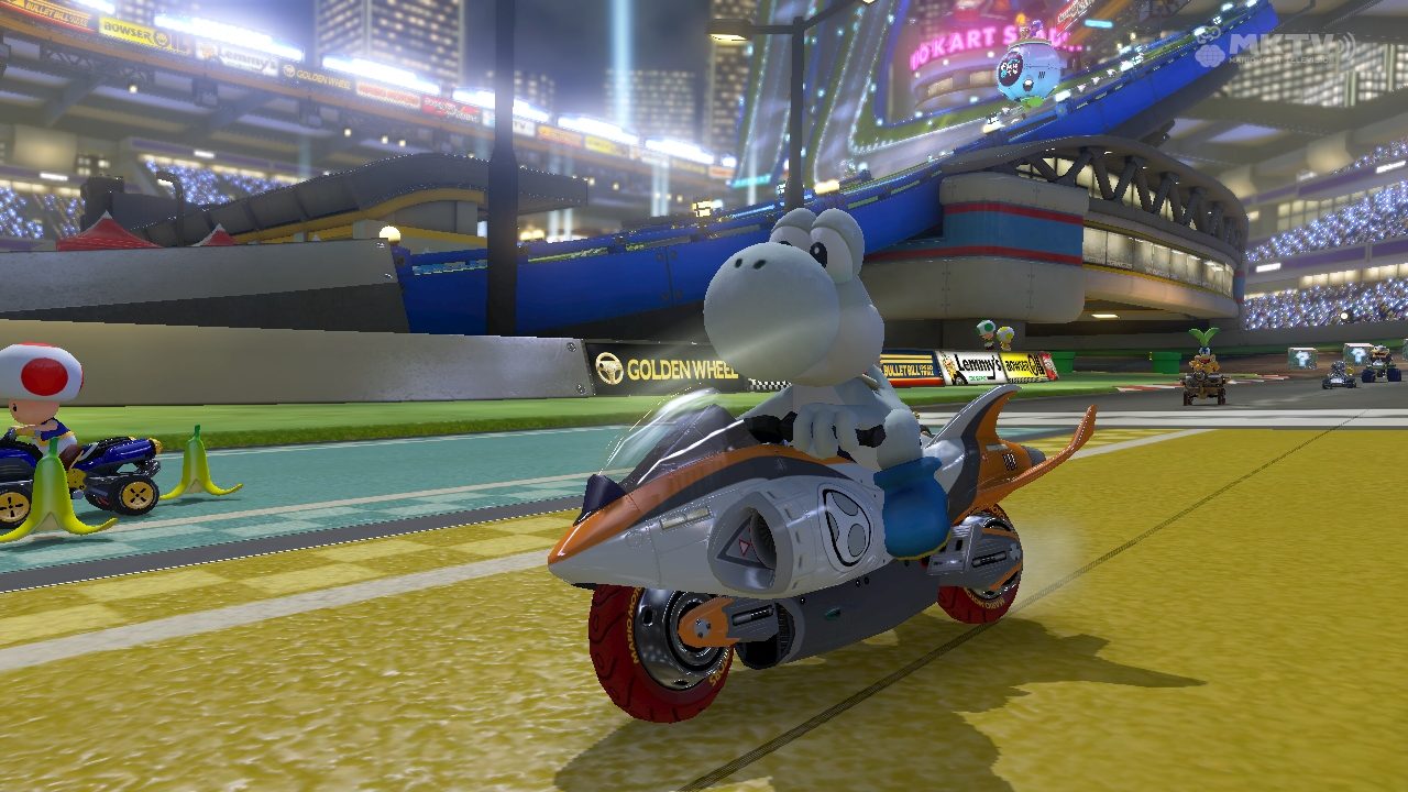 White Yoshi on his Jet Bike