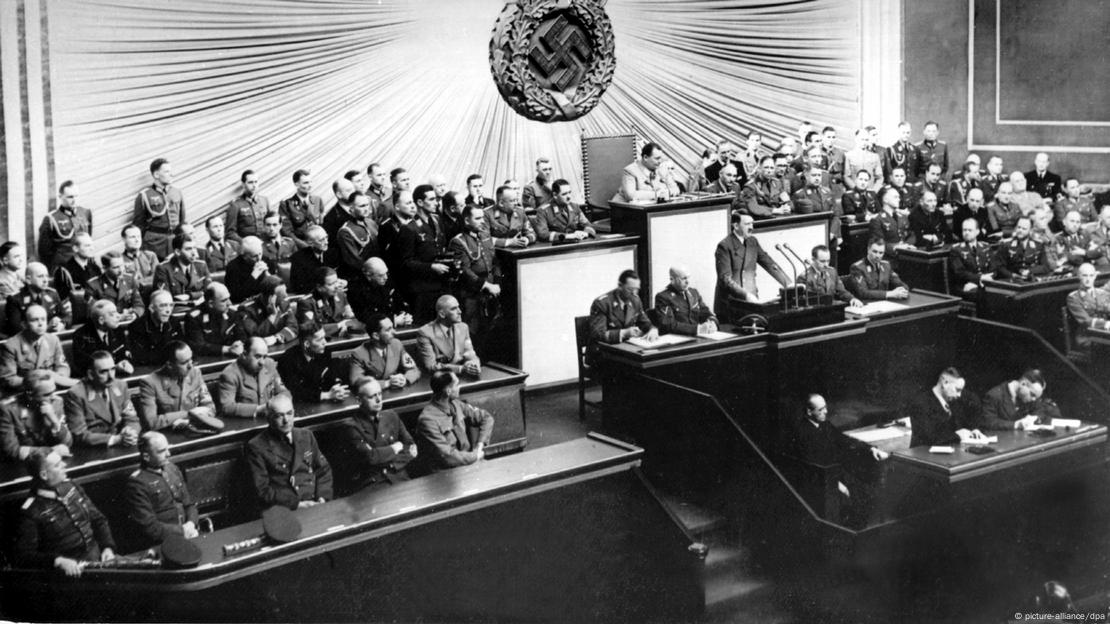 Adolf Hitler speaking to parliament