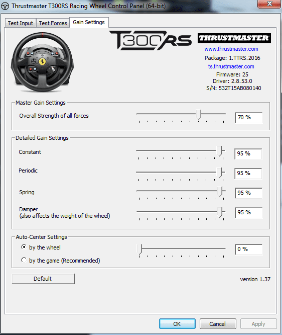 T300 Problem Auto-Center calibrate?