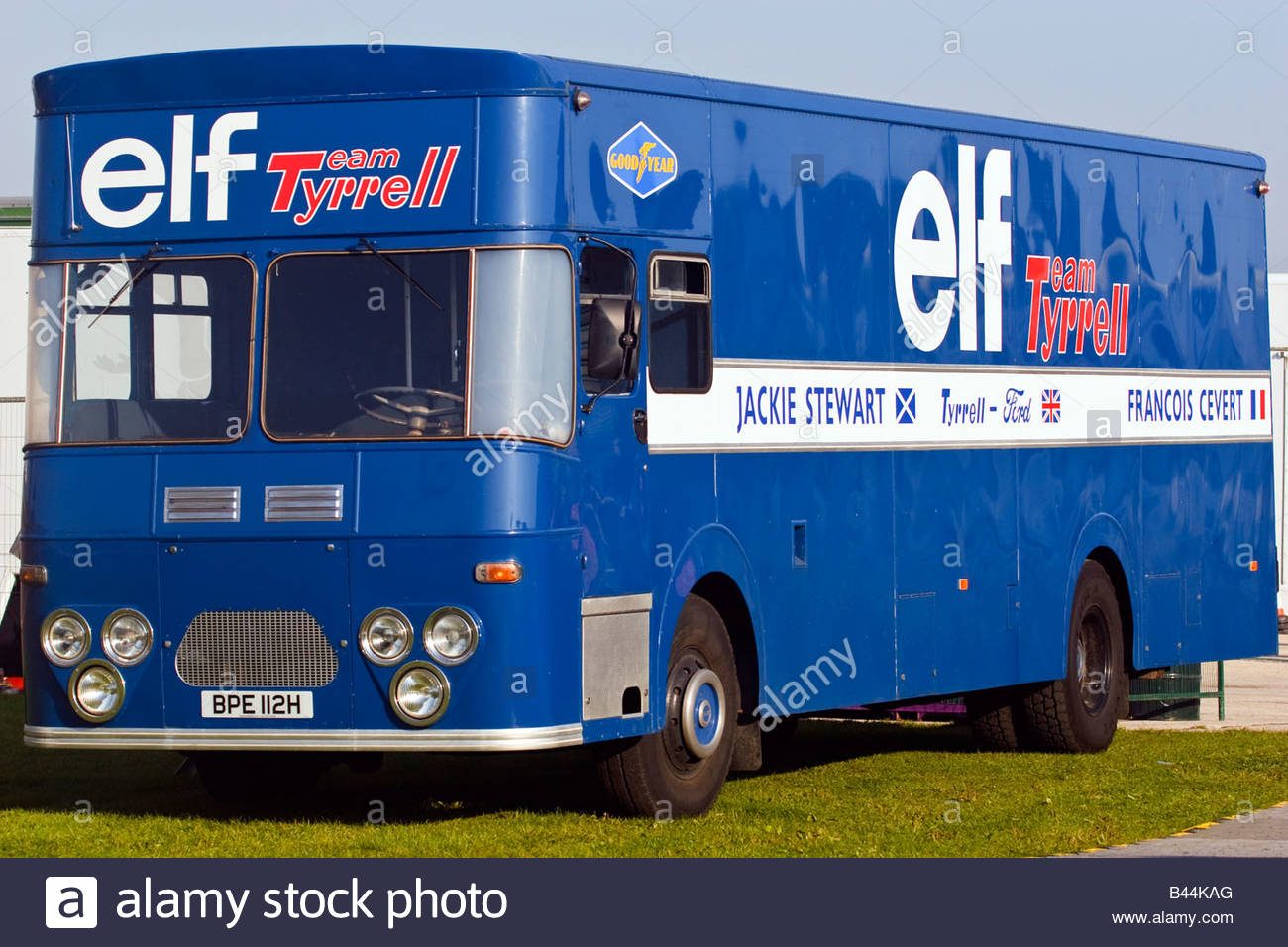 elf-race-car-team-tyrrell-car-transporter-at-the-goodwood-revival-B44KAG.jpg