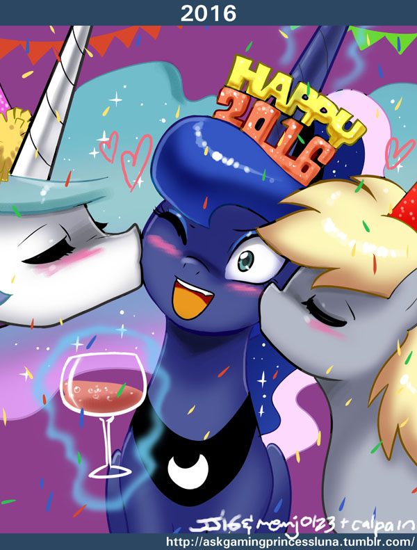 1057168__safe_blushing_princess+luna_princess+celestia_lesbian_derpy+hooves_artist-colon-johnjoseco_happy+new+year_ask+gaming+princess+luna_kiss+sandwich.jpeg