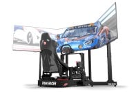 Freestanding Triple (3) Monitor Stand with Extra Leg Supports - Up to 55" Displays for Sim Racing, Flight Simulation & Truck Simulators