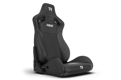 RE2 Dual-Lock Reclining Sim Racing Seat - Black Diamond-Stitched Leather-Style (Seat Only)
