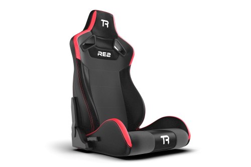 RE2 Dual-Lock Reclining Sim Racing Seat - Black/Red Leather-Style (Seat Only)