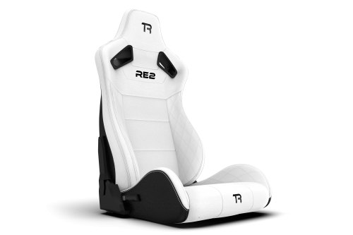 RE2 Dual-Lock Reclining Sim Racing Seat - White Diamond-Stitched Leather-Style (Seat Only)