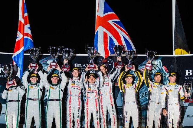 LE CASTELLET, France (June 21, 2015) – Nissan’s Alex Buncombe (GB), Katsumasa Chiyo (JAP) and Wolfgang Reip (BEL) took a commanding victory in Saturday’s 1000km Blancpain Endurance Series race, which ran into the night at Paul Ricard in France.  This was the first overall Blancpain Endurance Series win for Nissan and the best possible warm up for next month’s Spa 24 Hours for Nissan GT Academy Team RJN.