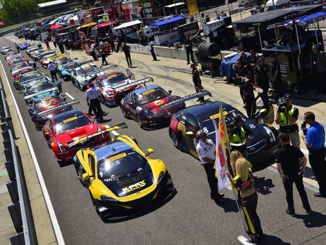 Leeds, AL - Apr 23, 2016: The g teams take to the track on Pirelli tires during the Pirelli World Challenge at Barber Motorsports Park Presented by Porsche at the Barber Motorsports Park in Leeds, AL.