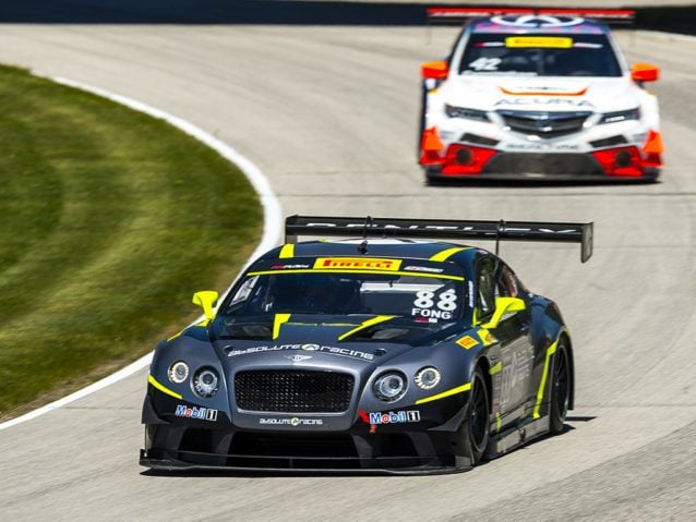 Elkhart, WI - Jun 24, 2016: The Pirelli World Challenge racers take to the track on Pirelli tires during the The Pirelli World Challenge Road America Grand Prix Presented by Cadillac at the Road America in Elkhart, WI.