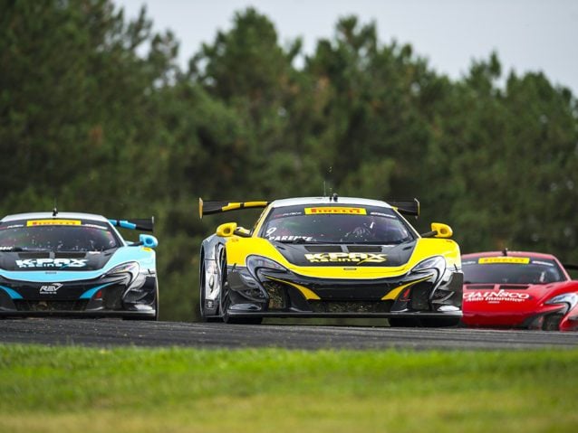 Lexington, OH - Jul 30, 2016: The Pirelli World Challenge racers take to the track on Pirelli tires during the Mid–Ohio Sports Car Course presented by Honda Racing at the Mid-Ohio in Lexington, OH.