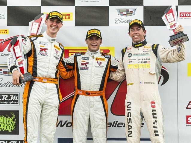 Lexington, OH - Jul 30, 2016: The Pirelli World Challenge racers take to the track on Pirelli tires during the Mid–Ohio Sports Car Course presented by Honda Racing at the Mid-Ohio in Lexington, OH.