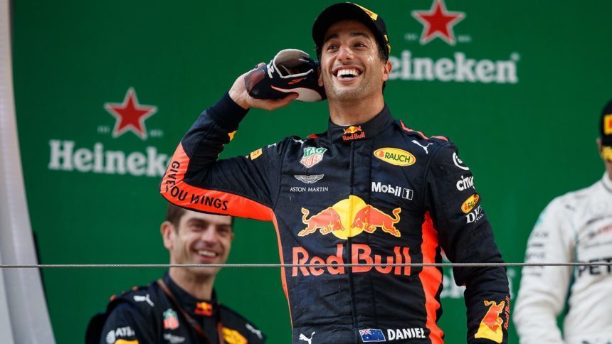 F1 Trademarks Daniel Ricciardo’s Signature Podium Celebration, The ...