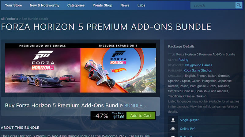 Buy Forza Motorsport Premium Add-Ons Bundle