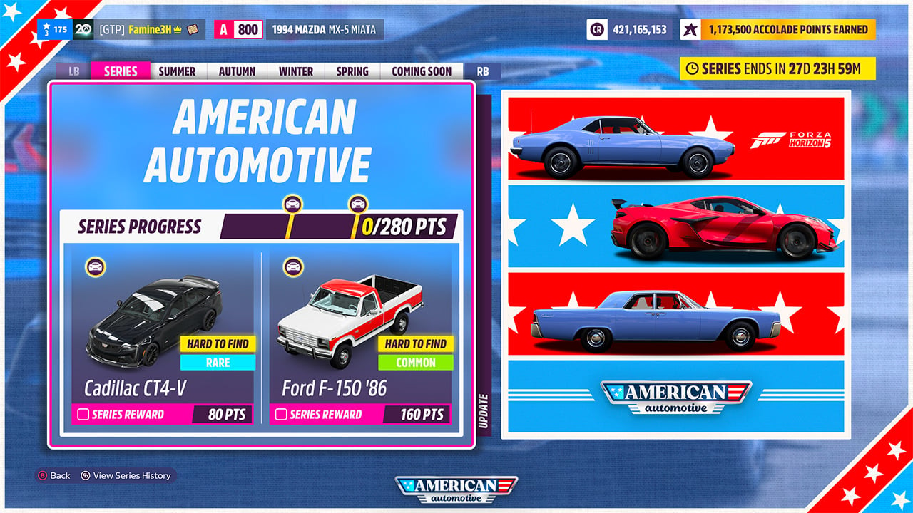 Forza Horizon 5 American Automotive Series Reward Cars Revealed